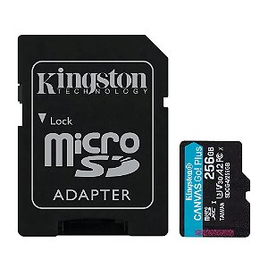 Cartão de Memória Micro SD, Canvas Gol Plus, 256GB - Kingston