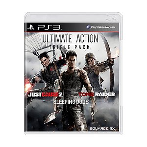 Pacote Ultimate Action Triple Pack: Just Cause 2 + Sleeping Dogs + Tomb Raider - PS3 (LACRADO)