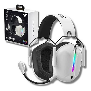 Headset Gamer Force One Kabuto, Tri-mode, Wireless, RGB, Branco