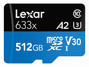 Cartão de Memória Micro SD, 633x, 512GB - Lexar
