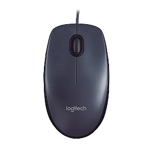 Mouse com fio USB, M90 com Design Ambidestro, Cinza - Logitech