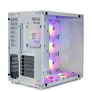 Gabinete Gamer Hyrax HGB700, Atx, Vidro Lateral e Frontal, Branco, Sem Fans - MotoSpeed