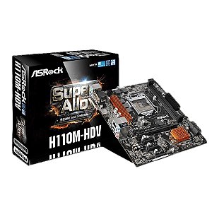 Placa Mãe H110M-HDV Rev. 3.02, Intel 7ª Gen, Socket LGA 1151, DDR4, PCIe - Asrock