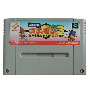 Jogo Ganbare Goemon 3: Shishijyuurokubei no Karakuri Manji Katame - SNES (Japonês)