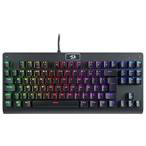 Teclado Mecânico Gamer Dark Avenger, RGB, TKL, ABNT2, Switch Brown, Preto, Com fio - Redragon