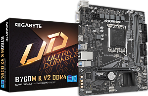 Placa Mãe B760M K V2, Intel, 13ª Gen, Socket LGA 1700, DDR4 - Gigabyte