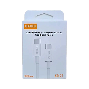 Cabo de carregamento turbo Tipo-C para Tipo-C PD 60W - Kaidi