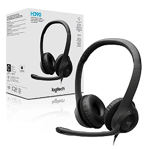 Headset H390 Type-C com fio Preto - Logitech