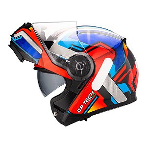 Capacete GP Tech A118 SV Fusion Articulado Vermelho Azul 58