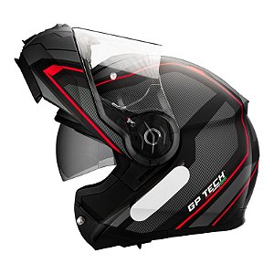 Capacete GP Tech A118 SV Pulse Articulado Preto Cinza Vermelho 60