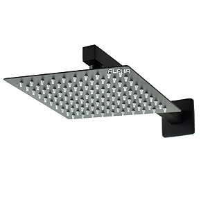Ducha Chuveiro Aquecedor Solar Gás Quadrado Preto  20X20Cms