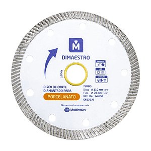 Disco de Corte Diamantado Turbo Porcelanato 110mm - Dimaestro