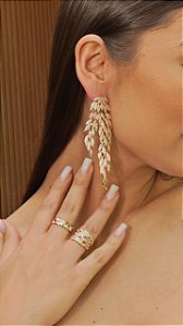 Brinco Folhas Cravejadas