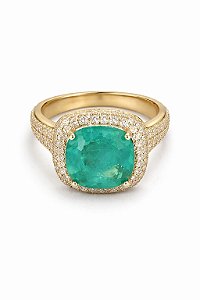 Anel Pedra Turmalina Cravejado