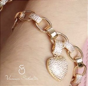 Pulseira Coração Cravejada