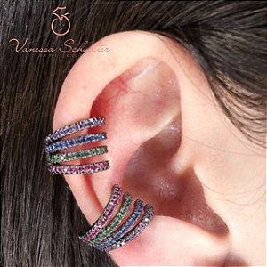 Piercing Fake Duplo Colorido Cravejado