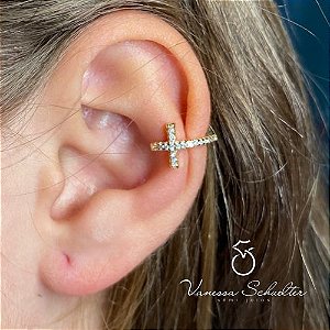Piercing Fake Cruz Cravejado - Duplo
