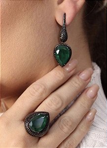 Conjunto Esmeralda Cravejado