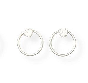 Brinco circulo com pedra Zircônia