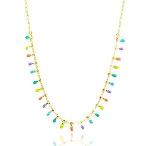 Choker colorida - Dourada!