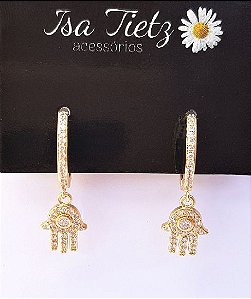 Argolinha Hamsa pedrinha Cristal - Dourada ou Prata!