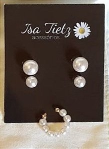 Dois pares de pérolas e Piercing fake!