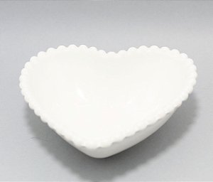 Enfeite Decorativo De Cerâmica Médio - Coração Branco
