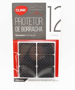 Protetor Adesivo De Borracha Retangular Com 12 Unidades - Clink