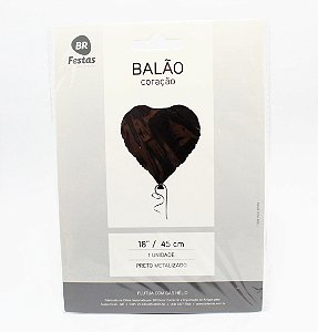 Balão Metalizado Coração (18" - 45cm) - Preto