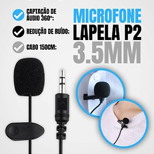 Microfone Lapela Portátil 3.5mm P2