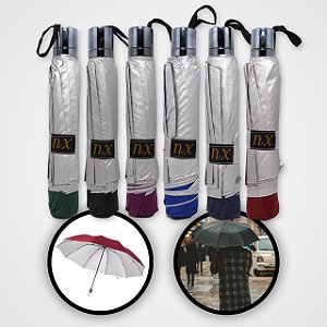 Guarda Chuva Grande Reforçado de Bolsa Prateado