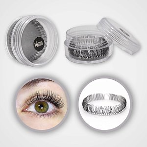 Cílios Tufo Postiço No Pote Extensão 10mm Kit C/ 4