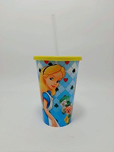 Copo De Plástico Com Canudo  Princesas - 500ml