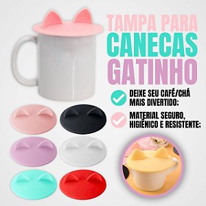 Tampa para Canecas Gatinho Fofo - Silicone - 10x10x3cm - CLINK