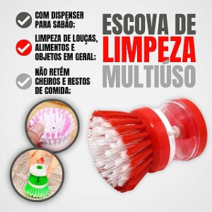 Escova Limpadora Multiuso Dispenser Dosador De Detergente