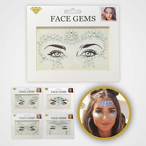 Strass Facial Pedras Autocolante para Maquiagem Carnavalesca