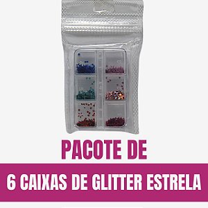 Pacote de Glitter Estrela com 6 Cores