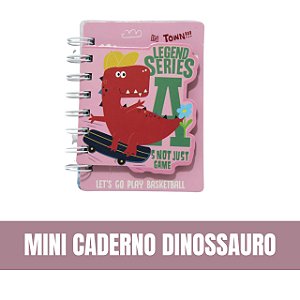 Mini Caderno com Bloco de Anotações - Dinossauro