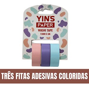 Pacote com 3 Fitas Adesivas Coloridas - Yin's Paper