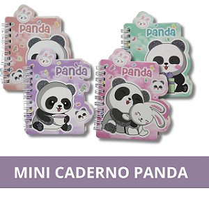 Mini Caderno Estampado Coloridos - Panda