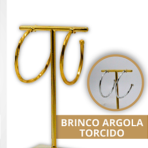 Brinco Argola Torcido - Prata e Dourado