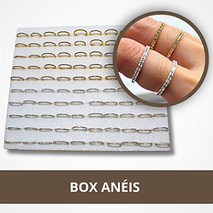 Box com 50 Anéis Dourado e Prata - Tamanhos Sortidos