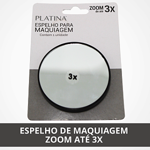 Espelho de Maquiagem Zoom de Até 3x - Platina
