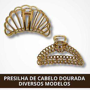Presilha/Prendedor de Cabelo Tamanho Médio - Dourada