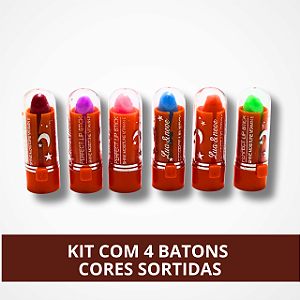4 Mini Batons Bastão Lip Stick - Colorido