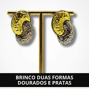 Brinco Duas Formas Dourado e Prata