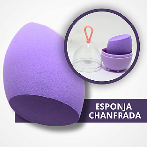 Esponja de Maquiagem Chanfrada com Suporte - Colorida