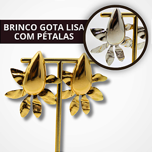 Brincos de Gotas com Pétalas - Dourado e Prata
