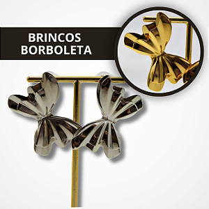 Brincos em Formatos de Borboleta - Dourado e Prata