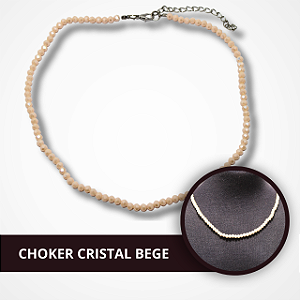 Colar Choker Cristal Bege